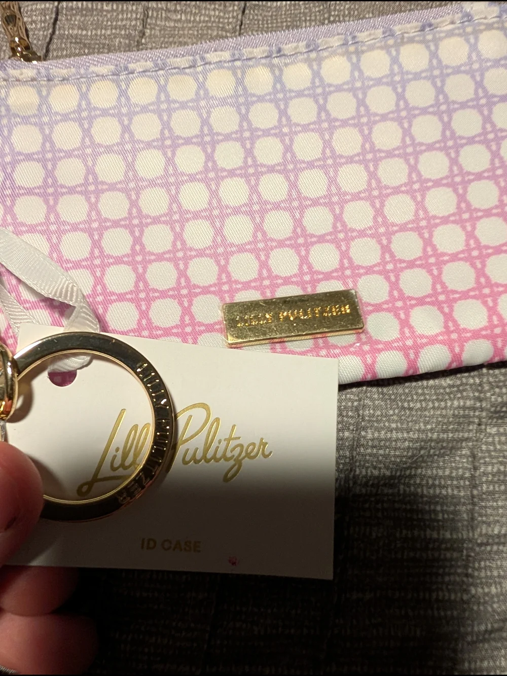 Lilly Pulitzer Keychain ID Case in  Spearmint Caning Geometric Colorway